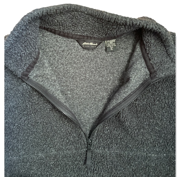 Men’s Eddie Bauer Navy Sherpa Fleece 1/3 Zip Front Pull-Over Jacket Coat XL Tall - Picture 2 of 5